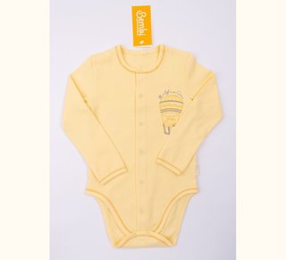 Теплий боді Бембі з довгим рукавом, байка, на кнопках, 0-1 міс