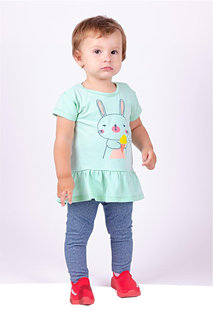 Набір ясельний двох предметний з шовкографією, ментол з джинсом.