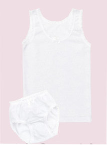 Дитячий комплект, труси+майка, білі  (від 74см до 134см зріст)