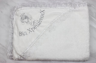 Плед-уголок для крещения, махра Турция