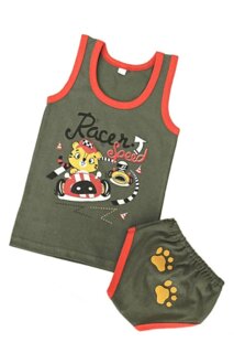 Детский комплект трусы + майка, хаки (от 74см до 80см рост)