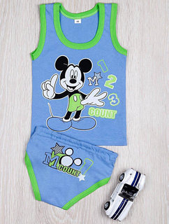 Комплект детский трусы + майка, голубой (от 68см до 80см рост)