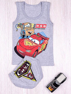 Детский комплект трусы + майка, серый (от 68см до 80см рост)