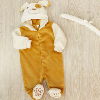 Комбинезон ясельный Собачка карамельный, махра