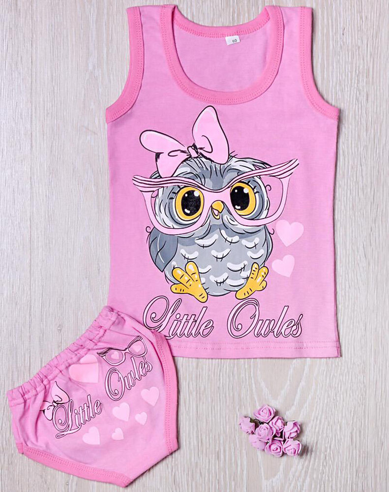 Комплект для девочек трусы + майка, светло-розовый (от 68см до 74см рост)