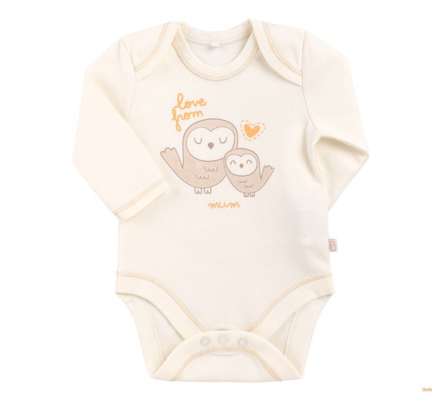 Боді Бембі інтерлок з довгим рукавом, 100% бавовна, 0-1, 9-12 міс