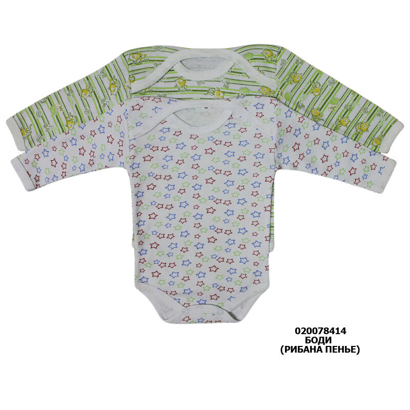 Боді для новонароджених з довгим рукавом, рібана 100% бавовна, 3-6 міс (Україна)