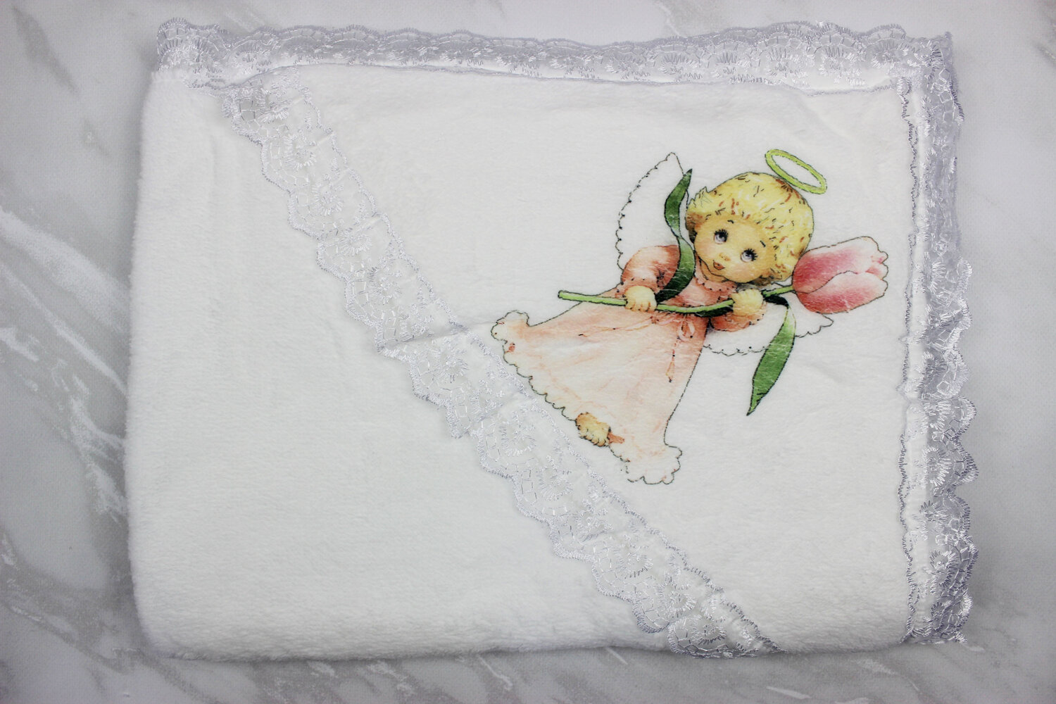 Плед-уголок для крещения, махра Турция