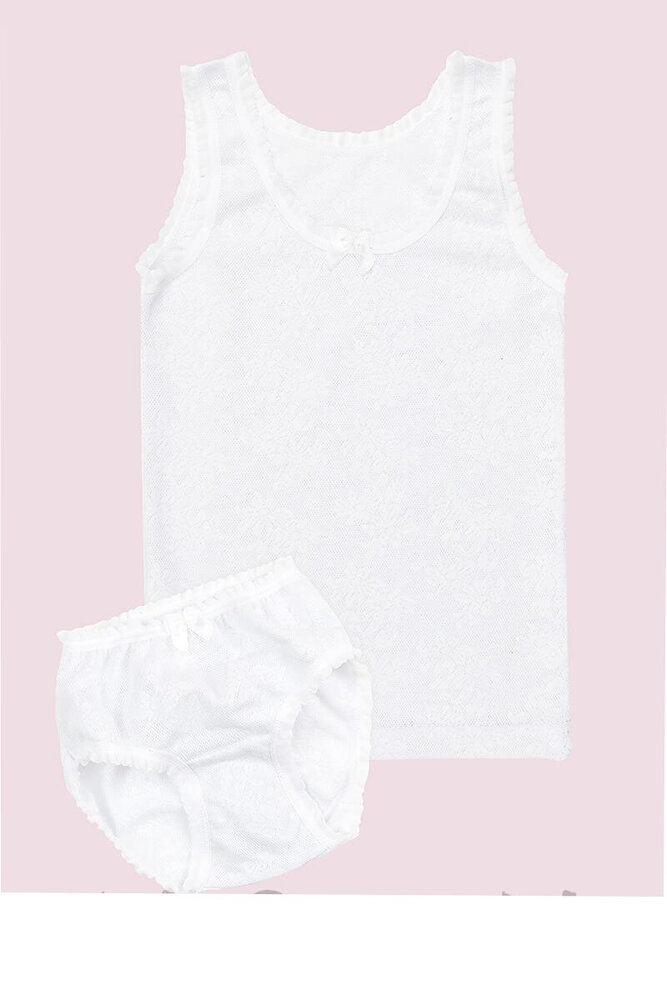 Дитячий комплект, труси+майка, білі (від 74см до 134см зріст)