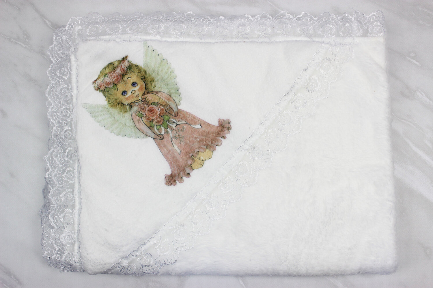 Плед-уголок для крещения, махра Турция