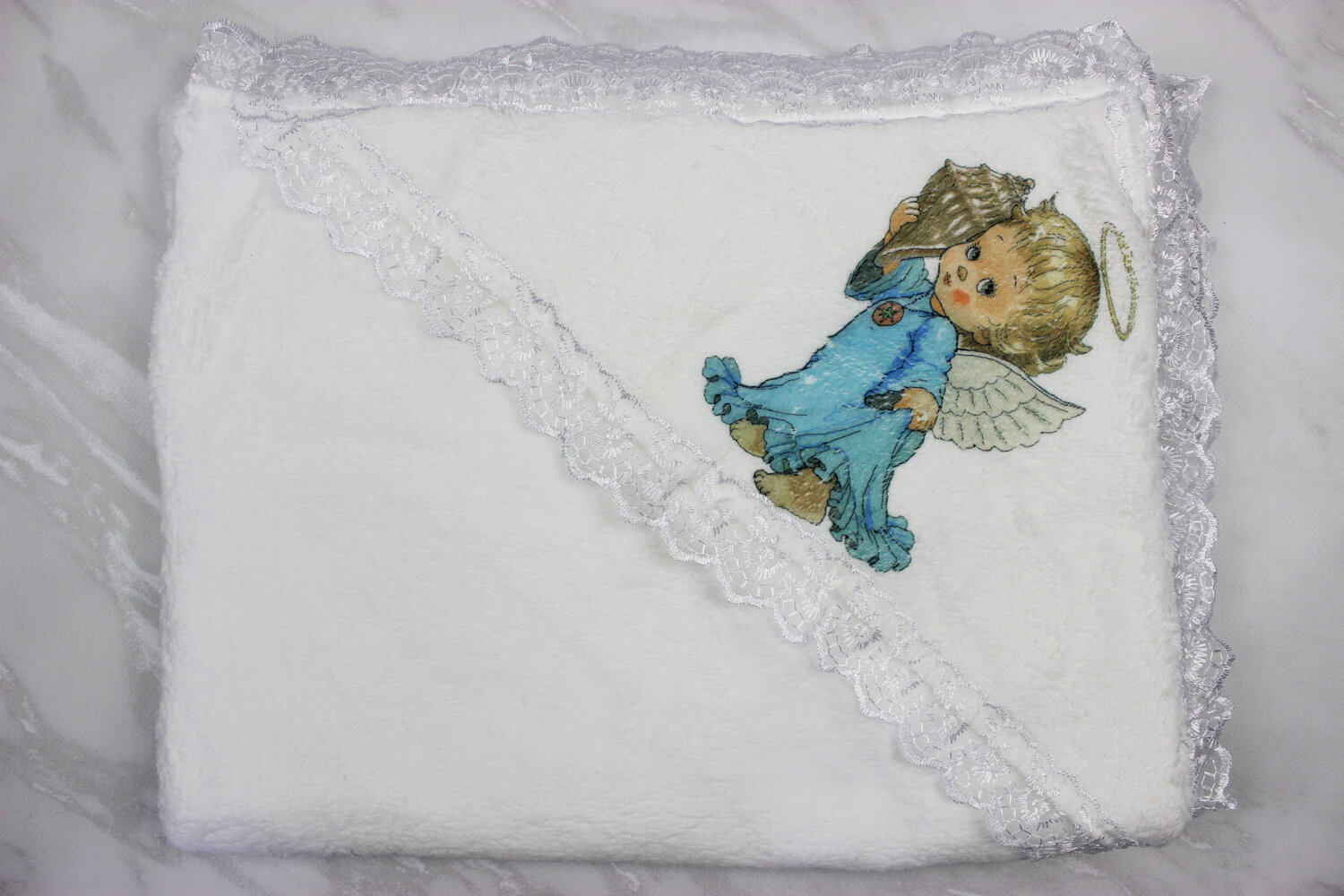 Плед-уголок для крещения, махра Турция