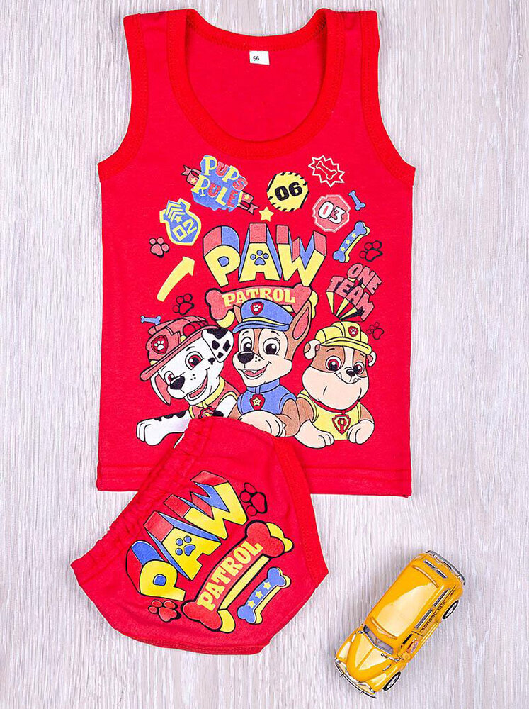 Комплект детский трусы + майка, красный (от 68см до 86см рост)