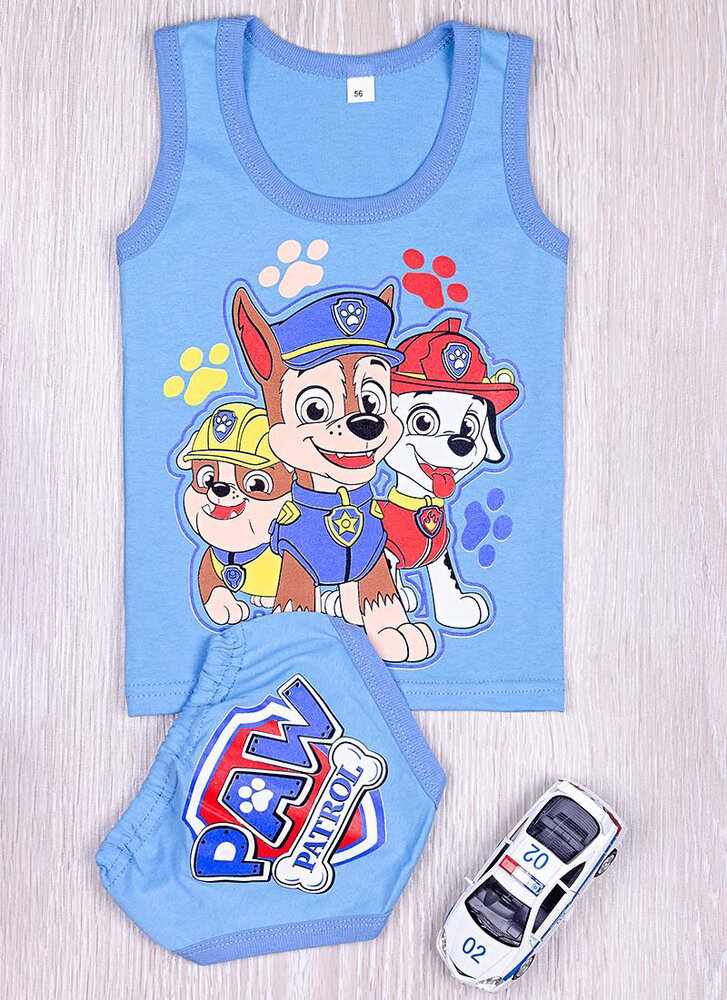 Комплект детский трусы + майка, голубой (от 68см до 98см рост)