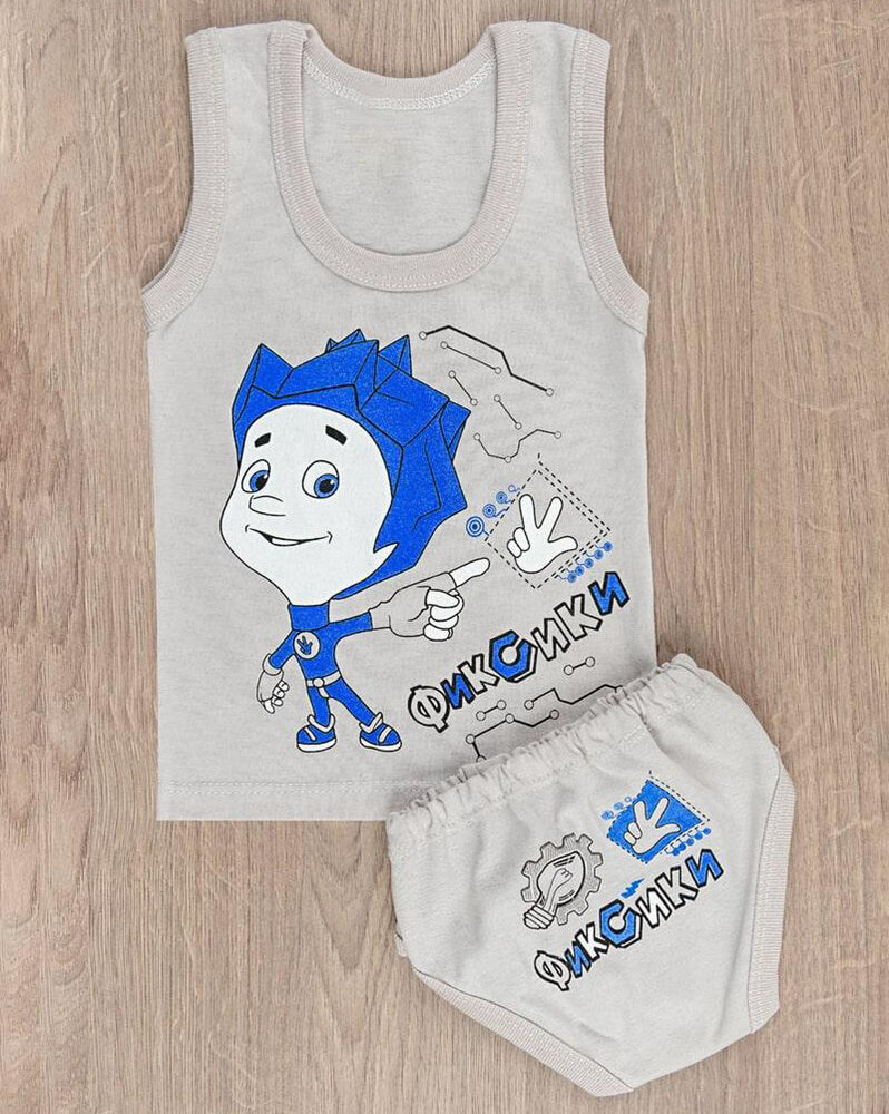 Детский комплект трусы + майка, светло-серый (от 68см до 80см рост)