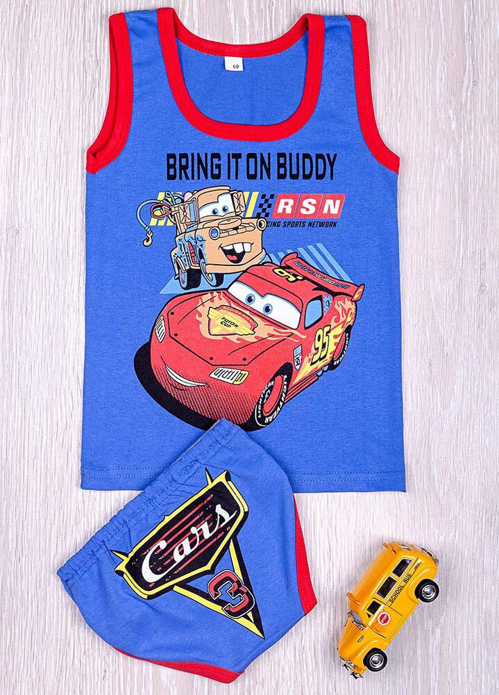 Детский комплект трусы + майка, джинсовый (от 68см до 80см рост)