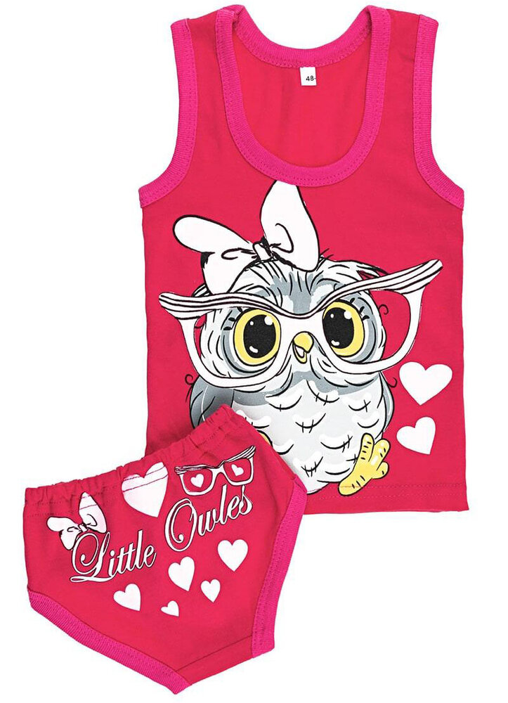 Комплект для девочки трусы + майка, малиновый (от 68см до 74см рост)