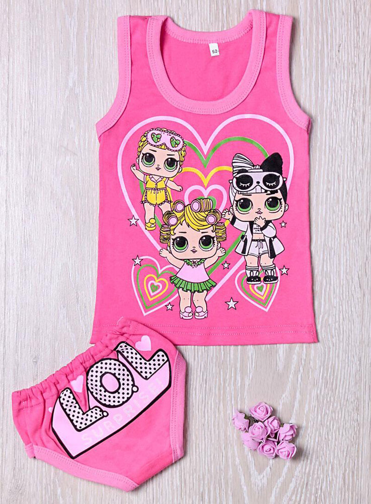 Комплект для девочек трусы + майка, розовый (от 68см до 86см рост)