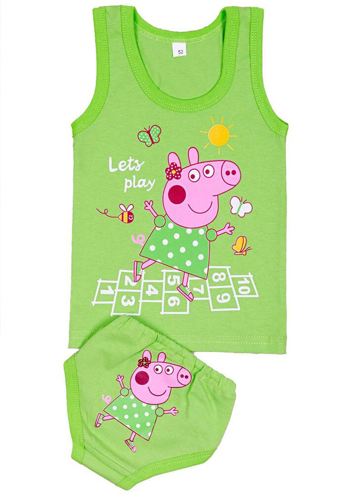 Комплект для девочек трусы + майка, салатовый (от 68см до 80см рост)