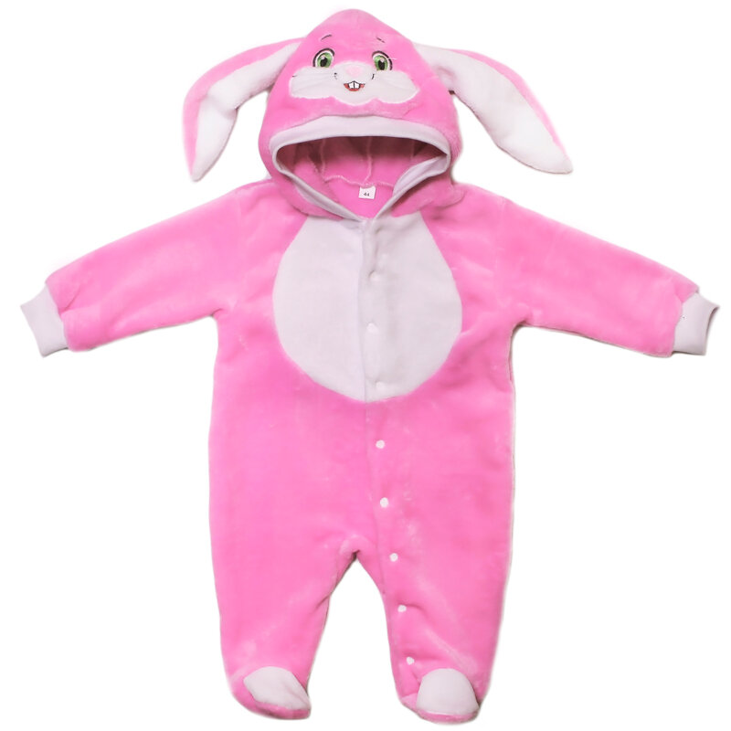 Комбінезон ясельний Зайчик рожевий, махра