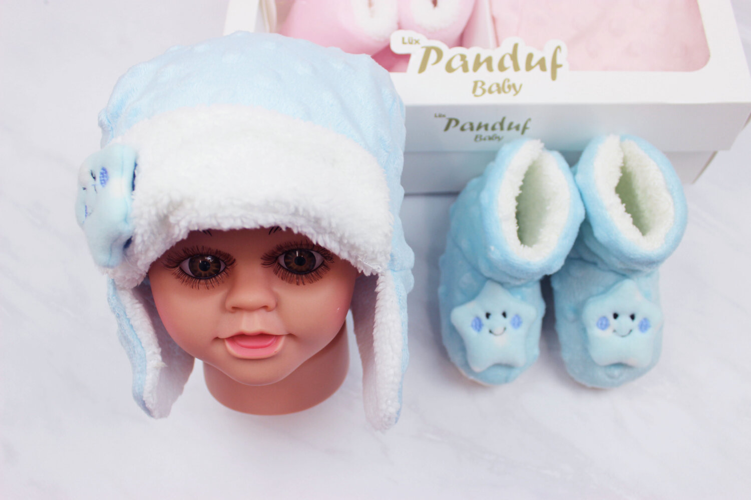 Комплект пинетки и шапка махровые  Турция 0-6 мес