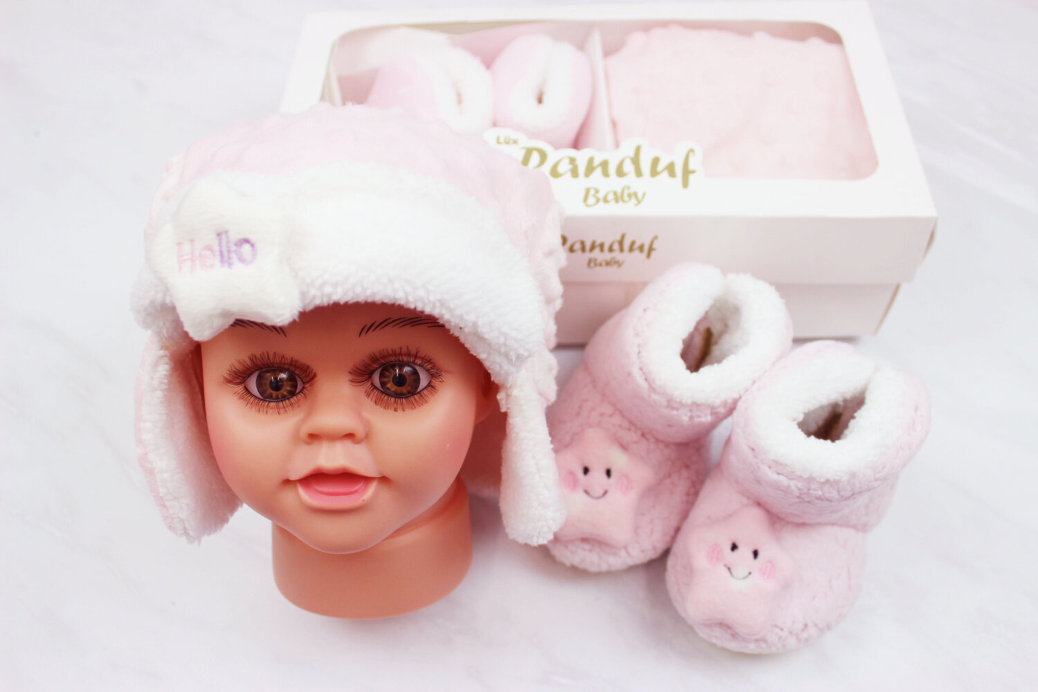 Комплект пинетки и шапка махровые Турция 0-6 мес