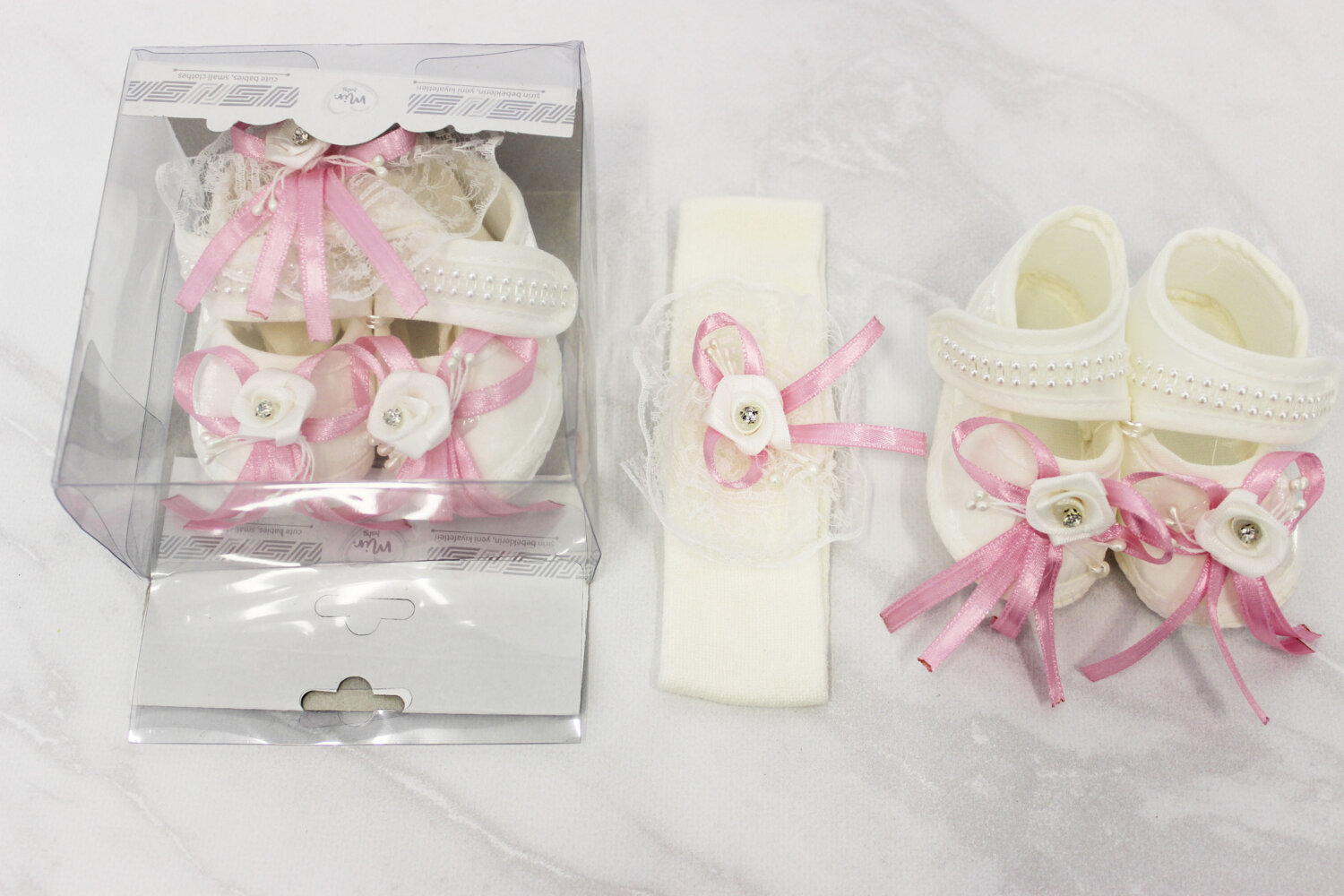 Ошатний набір пінетки та повязка Туреччина 0-6 міс