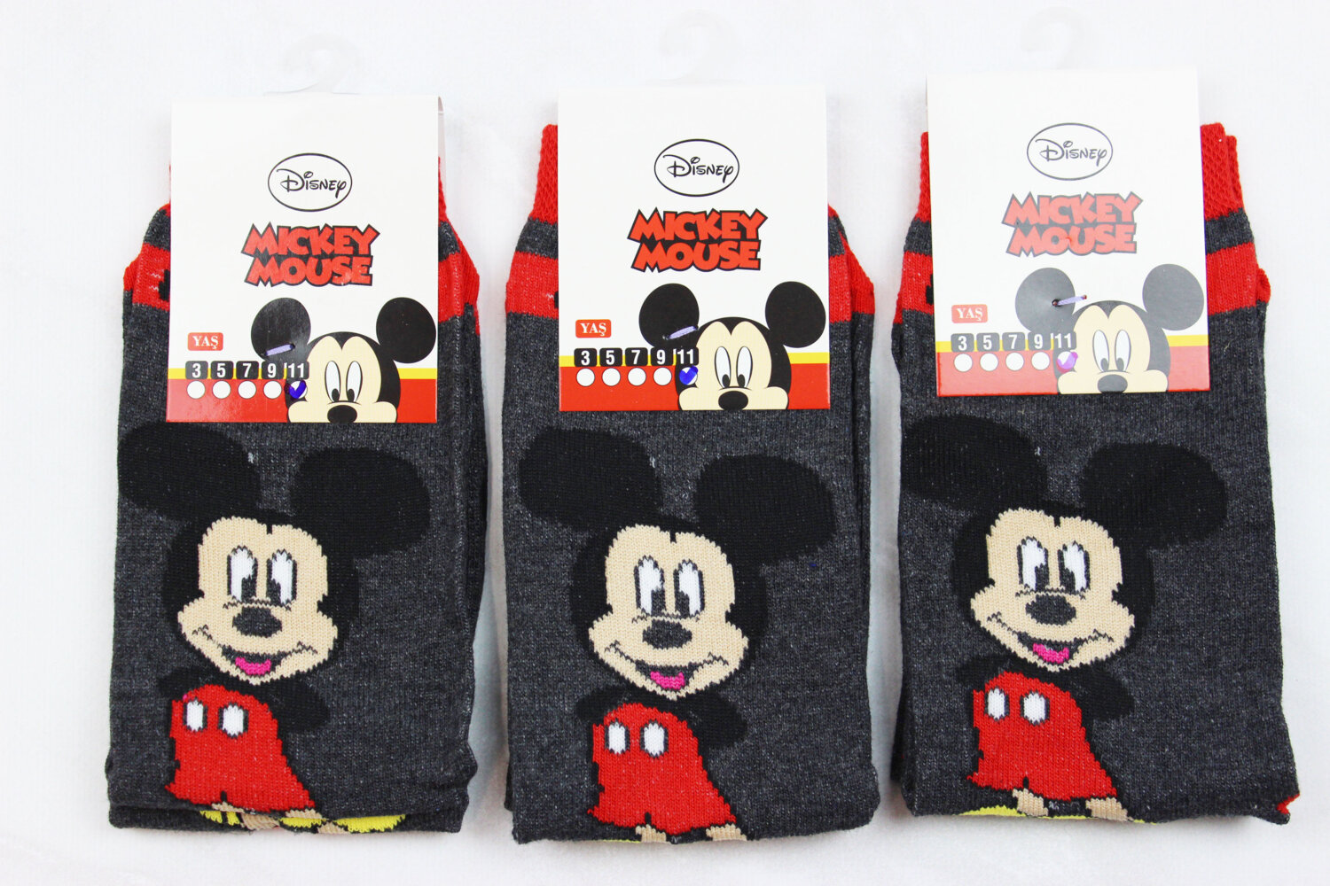 Дитячі всесезонні шкарпетки Mickey Mouse, темно-сірі, 11–12 років, Туреччина, упаковка 3 пари