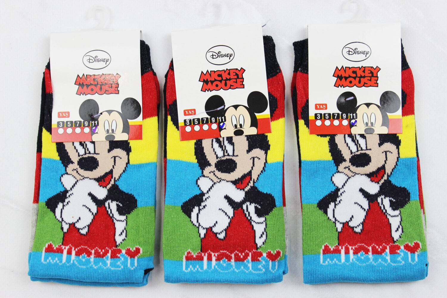 Дитячі всесезонні шкарпетки Mickey Mouse, кольорові, 11–12 років, Туреччина, упаковка 3 пари