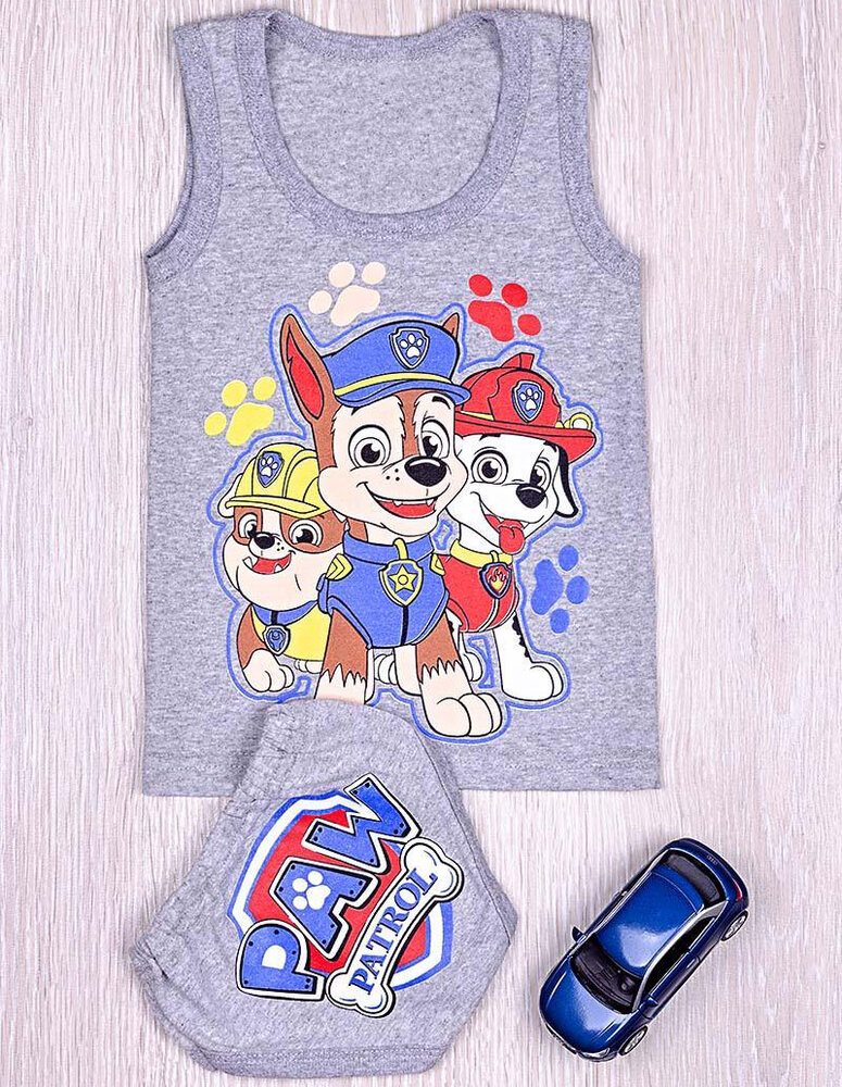 Детский комплект трусы + майка, серый (от 68см до 86см рост)