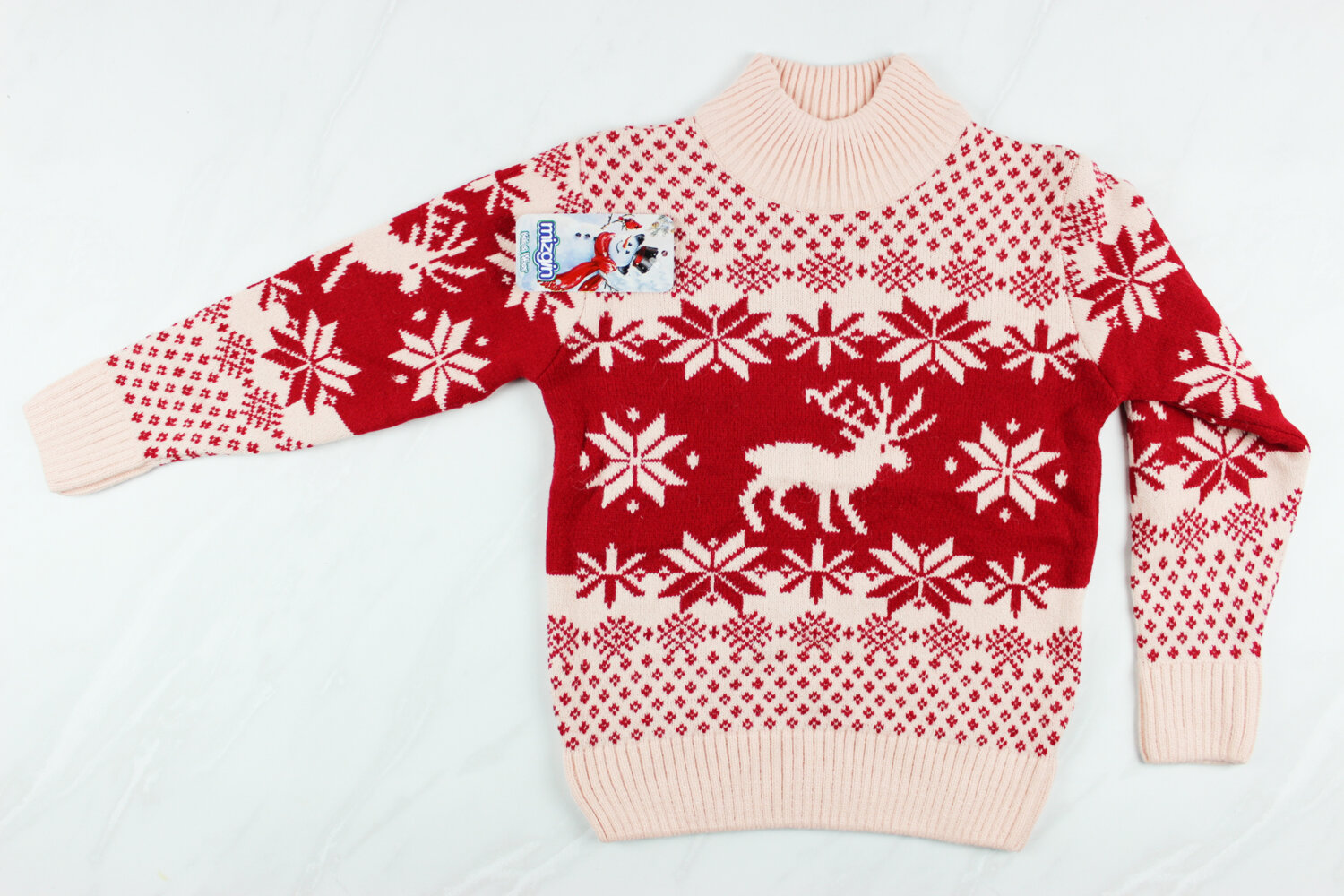 Теплий вязаний новорічний дитячий светр з вишивкою олені, червоний, Туреччина (6-8 років 110-128 ріст)