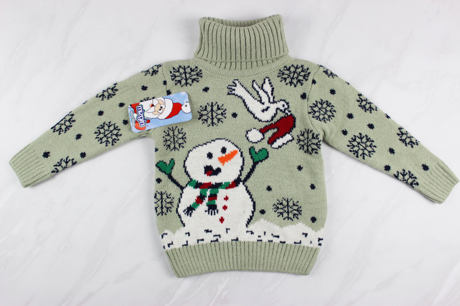 Новогодний детский свитер для девочки вышивка снеговик, Турция (92-110 см: 2-5 года)