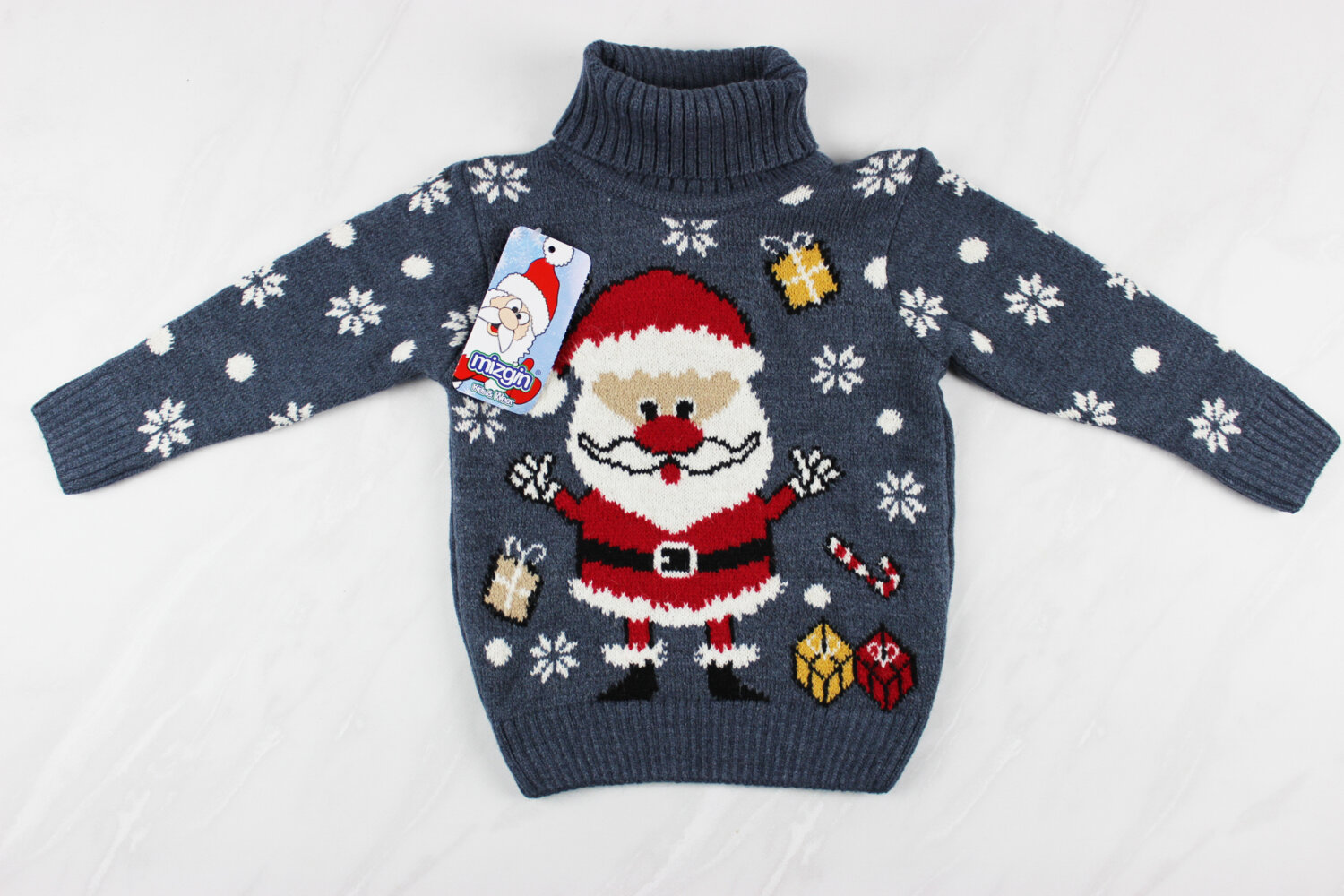 Новогодний детский свитер для девочки с вышивкой Санта, Турция (92-110 см: 2-5 года)