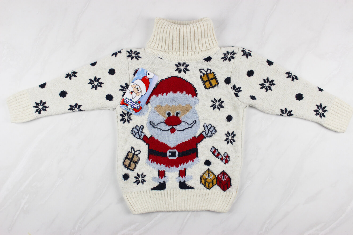Новогодний детский свитер с вышивкой Санта,  Турция (92-104 см: 2-4 года)