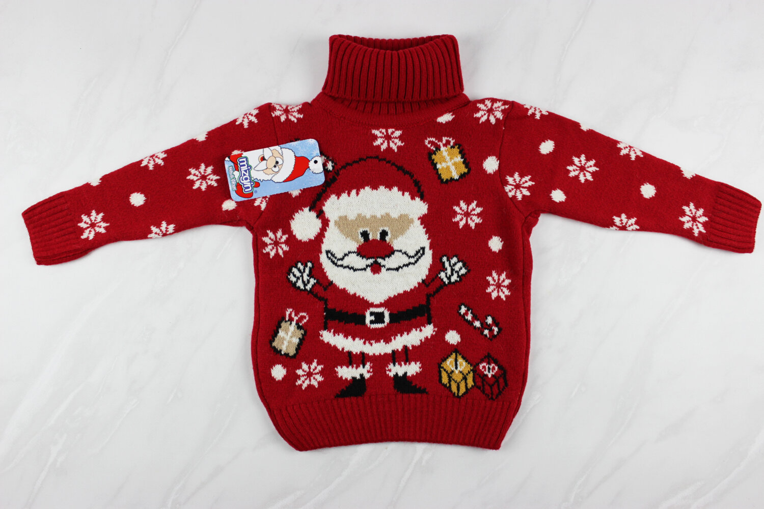 Новогодний детский свитер для девочки с вышивкой Санта, красный, Турция (92-110 см: 2-5 года)