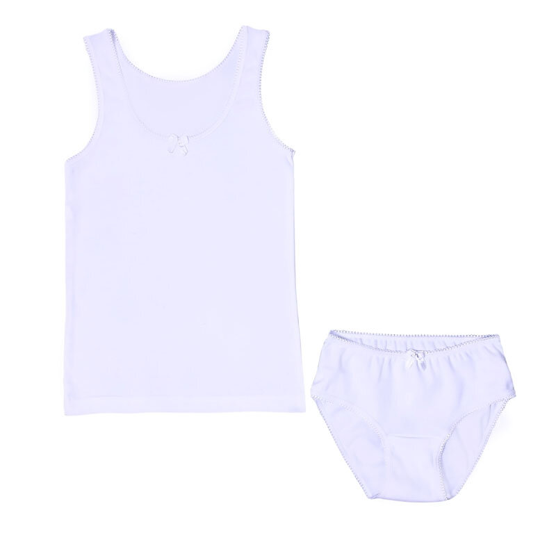 Комплект для девочек трусы + майка с ажурной резиной (от 74см до 80см рост)