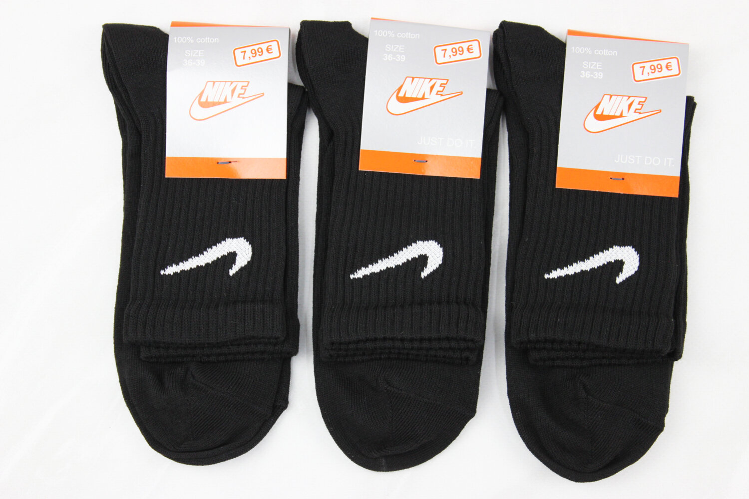 Женские всесезонные носки Nike, чёрные, обувь 36–40, носки 23–25, 12 пар