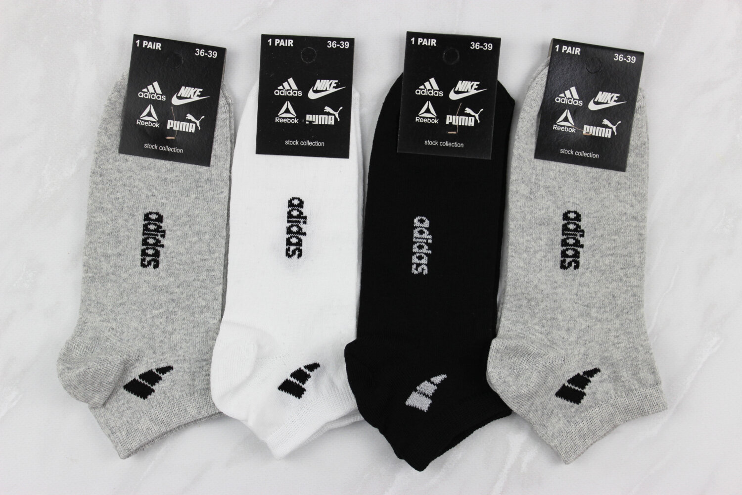 Женские всесезонные носки Adidas, серые, белые и чёрные, обувь 36–40, носки 23–25, 12 пар