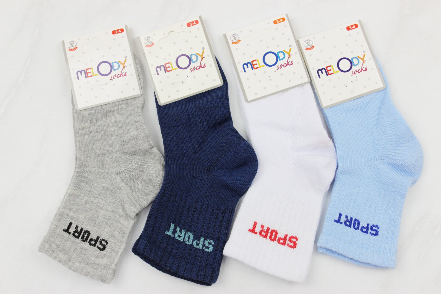 Детские хлопковые всесезонные носки Melody Sport, однотонные, 3–4 года, упаковка 12 шт., Турция