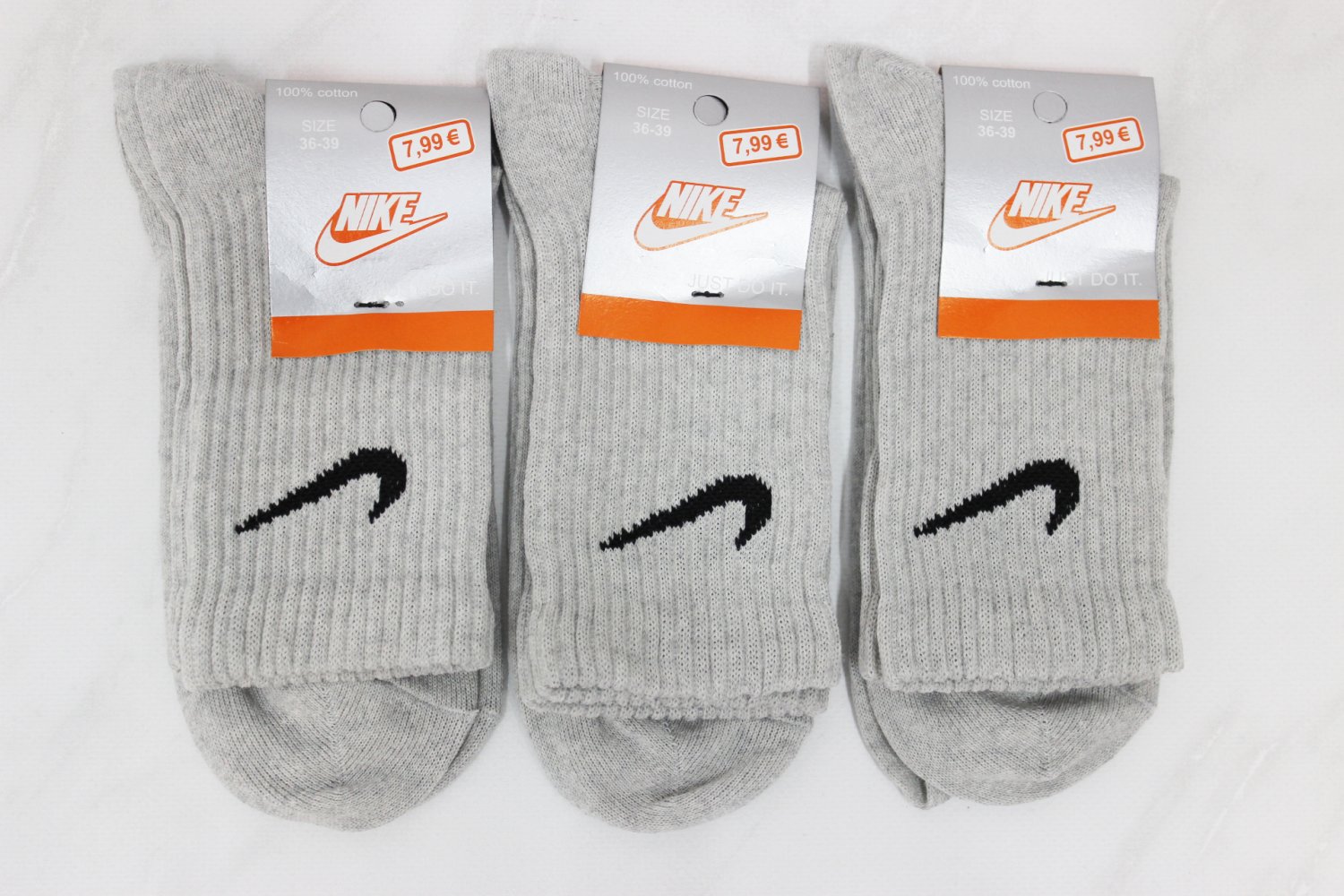 Жіночі всесезонні шкарпетки Nike, сірі, взуття 36–40, шкарпетки 23–25, 12 пар