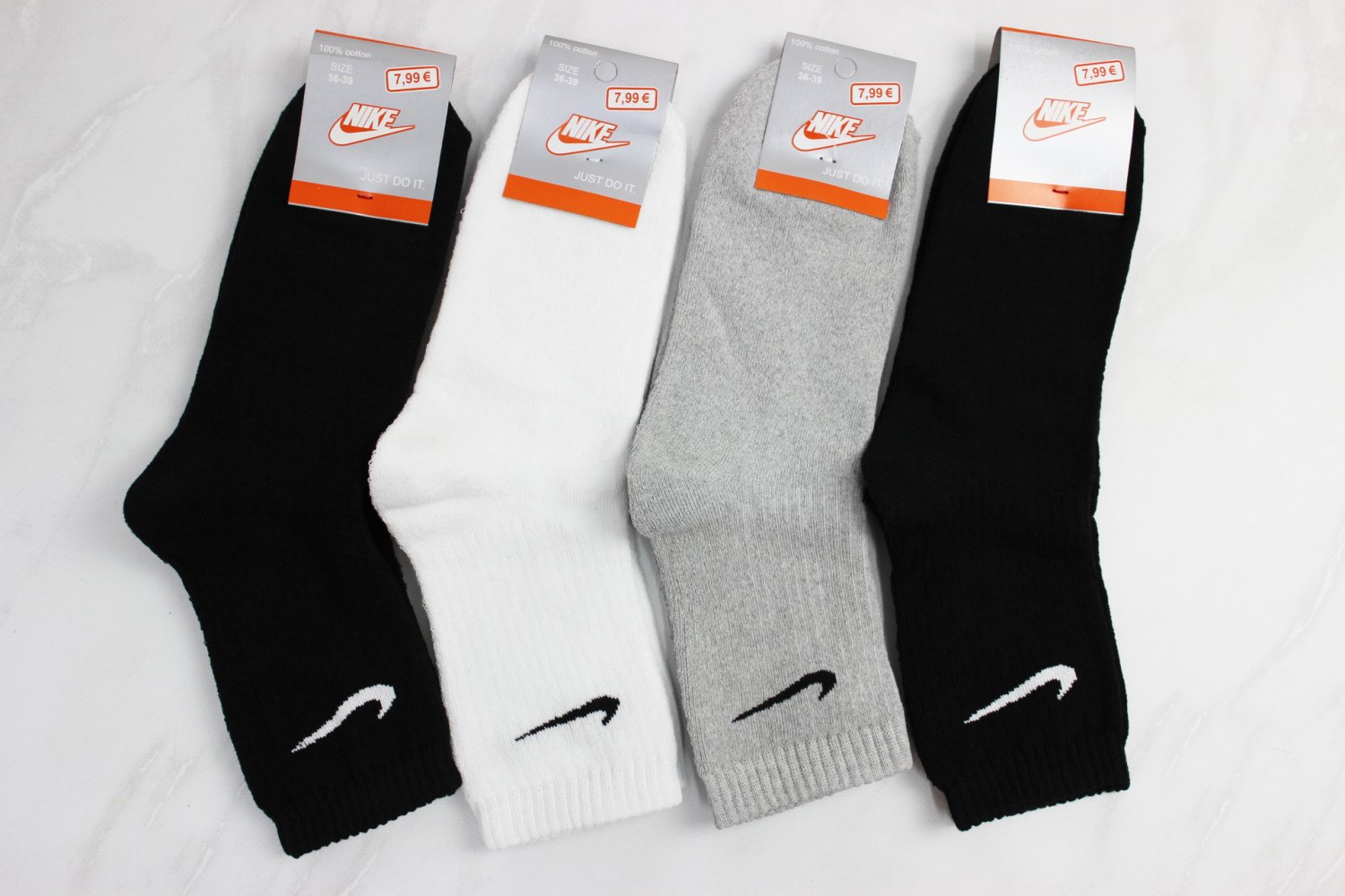 Жіночі махрові шкарпетки Nike, чорні, білі та сірі, взуття 36–40, шкарпетки 23–25, 12 пар