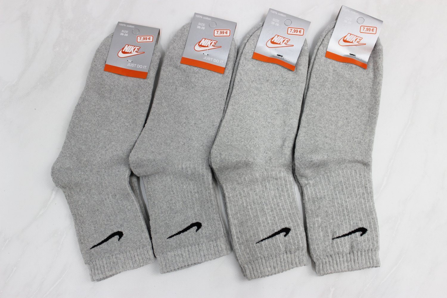 Жіночі махрові шкарпетки Nike, сірі, взуття 36–40, шкарпетки 23–25, 12 пар