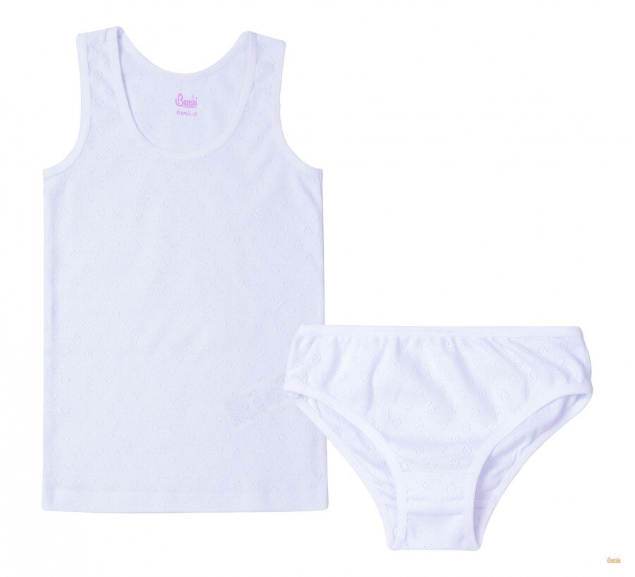 Майка + трусики для девочки белые ТМ Бемби (от 116см до 134см рост)