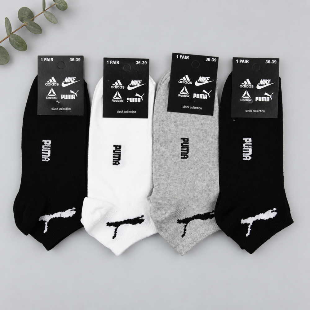 Женские всесезонные носки Puma, чёрные, белые и серые, обувь 36–40, носки 23–25, 12 пар