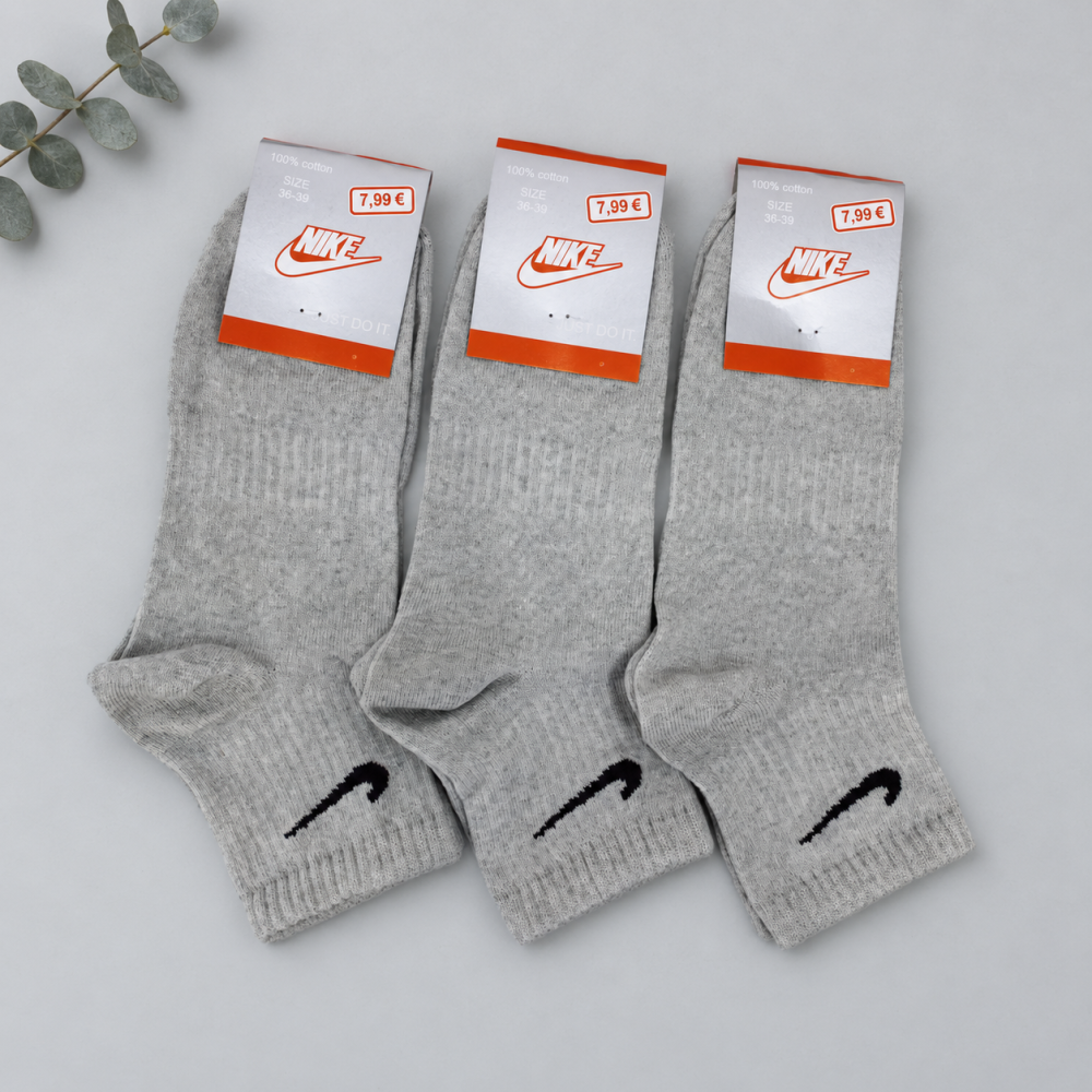 Женские всесезонные носки Nike, серые, обувь 36–40, носки 23–25, 12 пар